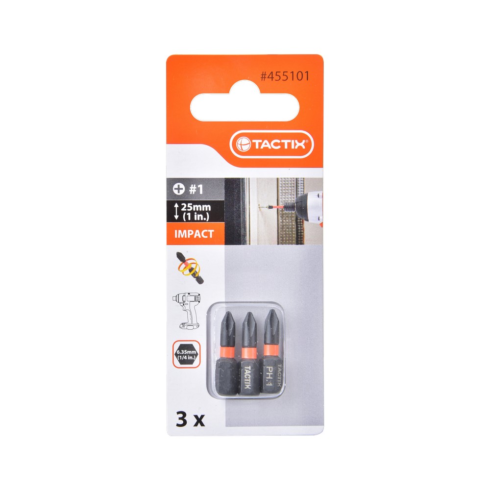 Set de punta atornillador phillips no. 1 x 1 pulg 3 piezas
