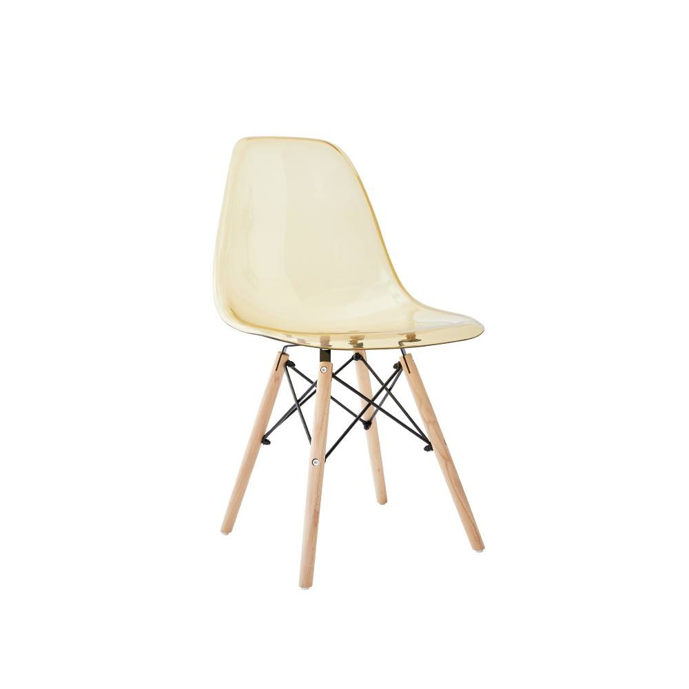 Silla acrílica con patas de madera 48 x 46 cm