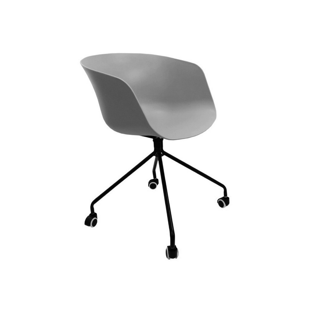 Silla moderna plastica con rodos gris