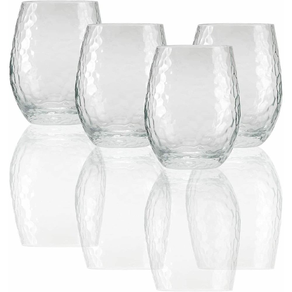 Vaso de vidrio 18.5 oz dof texturizado 4 piezas