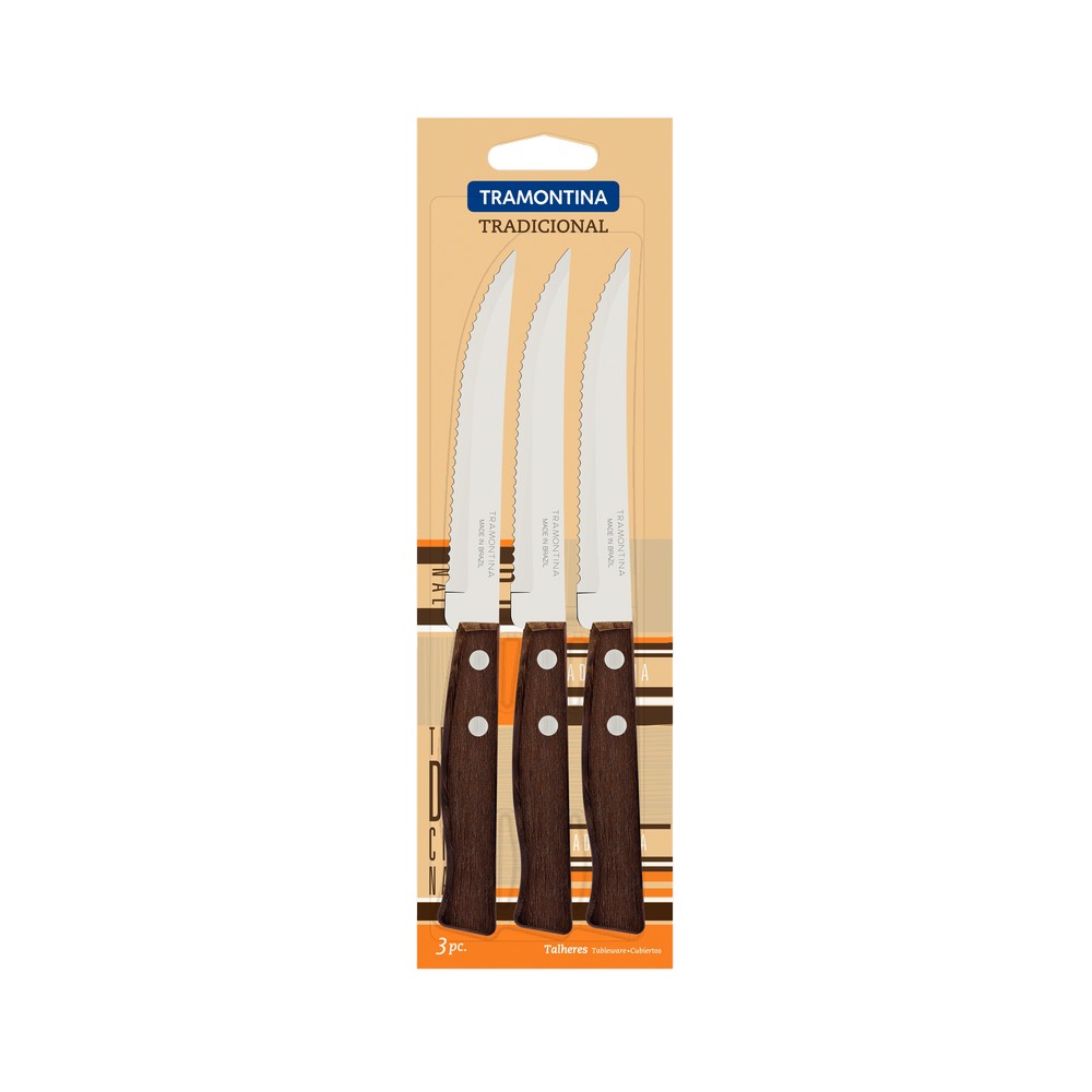 Cuchillos de mesa para carne mango de madera 6 piezas