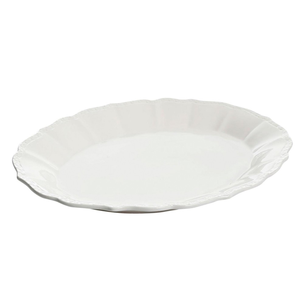 Bandeja ovalada porcelana 18.75pulg blanca posh