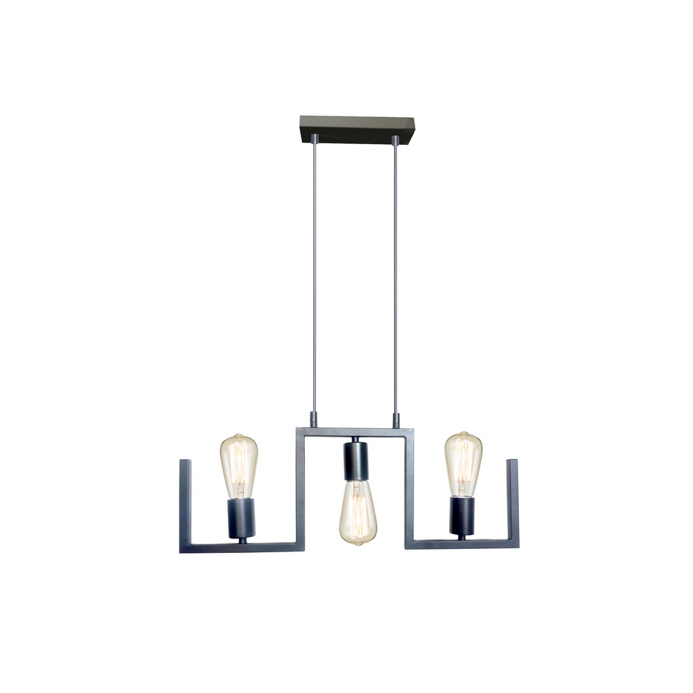 Lampara colgante cuadrados 3l 40w 57x100cm negro Lámparas de techo