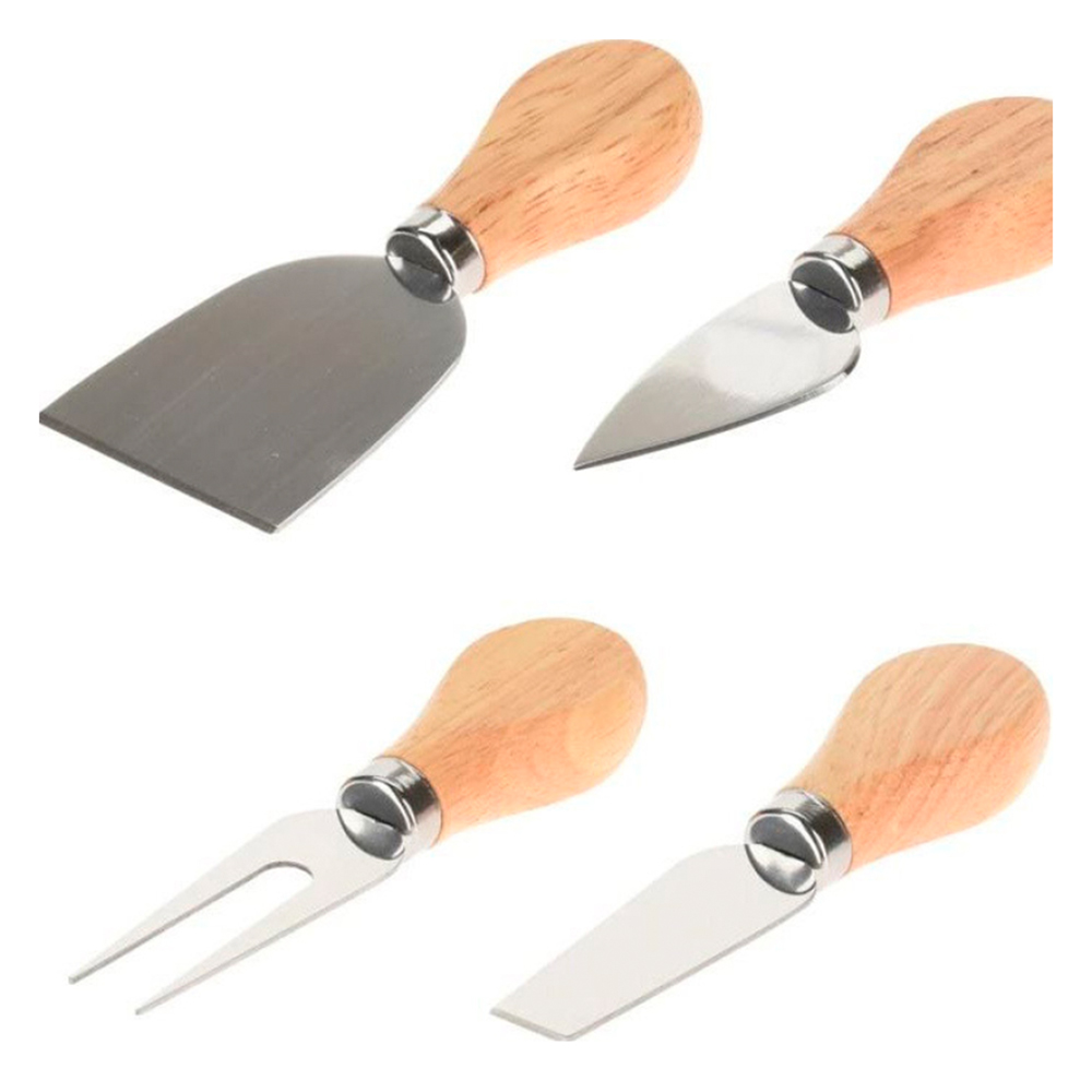 Utensilios para quesos mango de madera 4 piezas