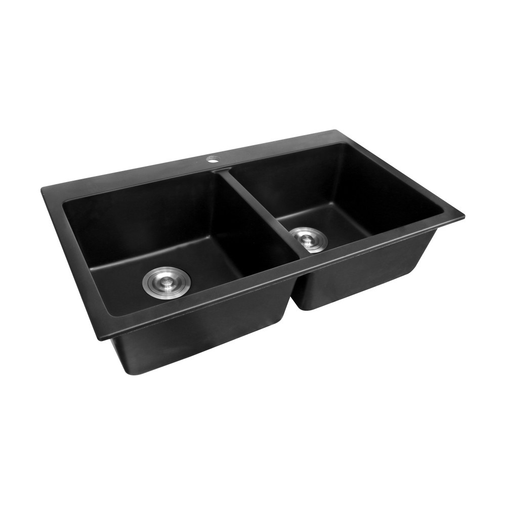 Fregadero de cuarzo negro 2 pocetas