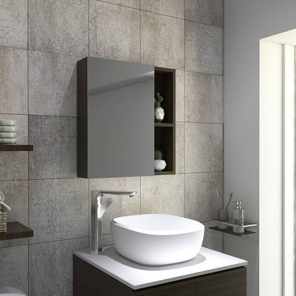 Gabinete para baño con espejo color wengue de 50x40x12 cm