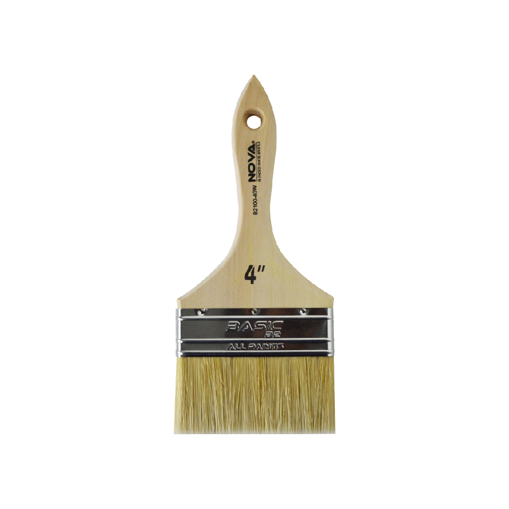Brocha de cerda blanca 4 pulg mango madera