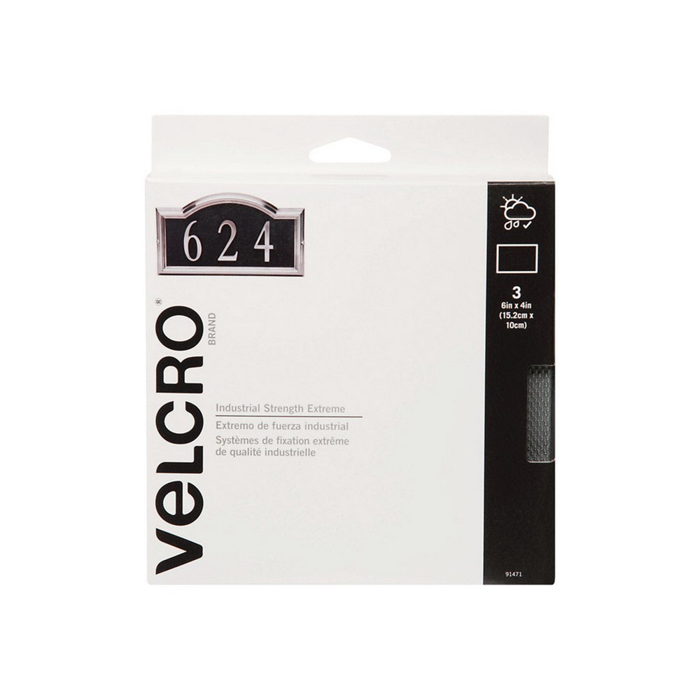 Velcro adhesivo color negro de 10.16 x 15.24 cm - 3 unidades