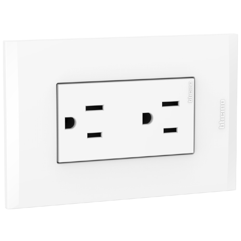 Tomacorriente duplex 2p+t 16a standard us tamper-resistant, blanco nóbile