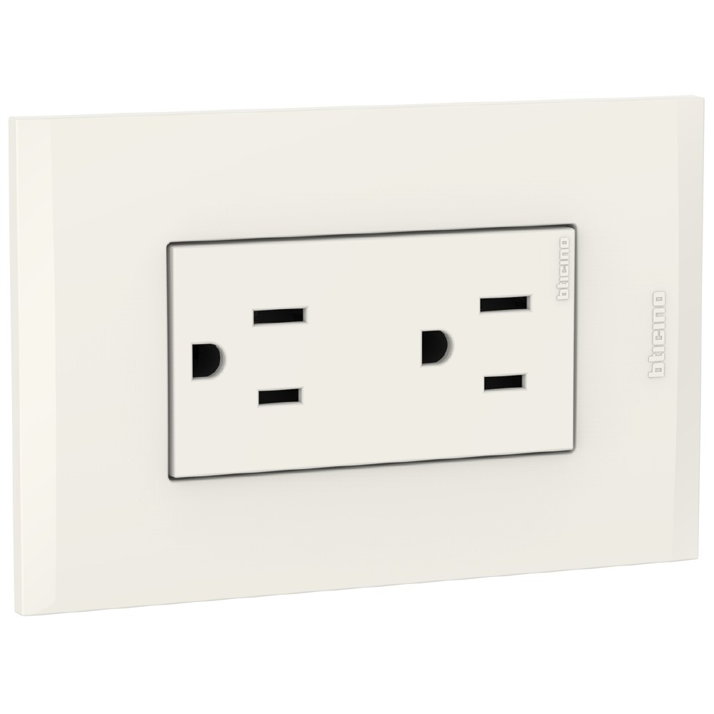 Tomacorriente duplex 2p+t 16a standard us tamper-resistant, marfil nóbile
