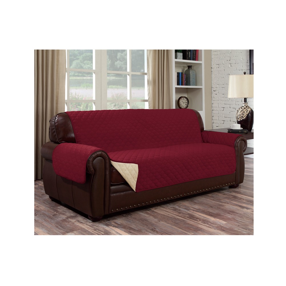 Cobertor reversible para sofa burgundy taupe | Novex
