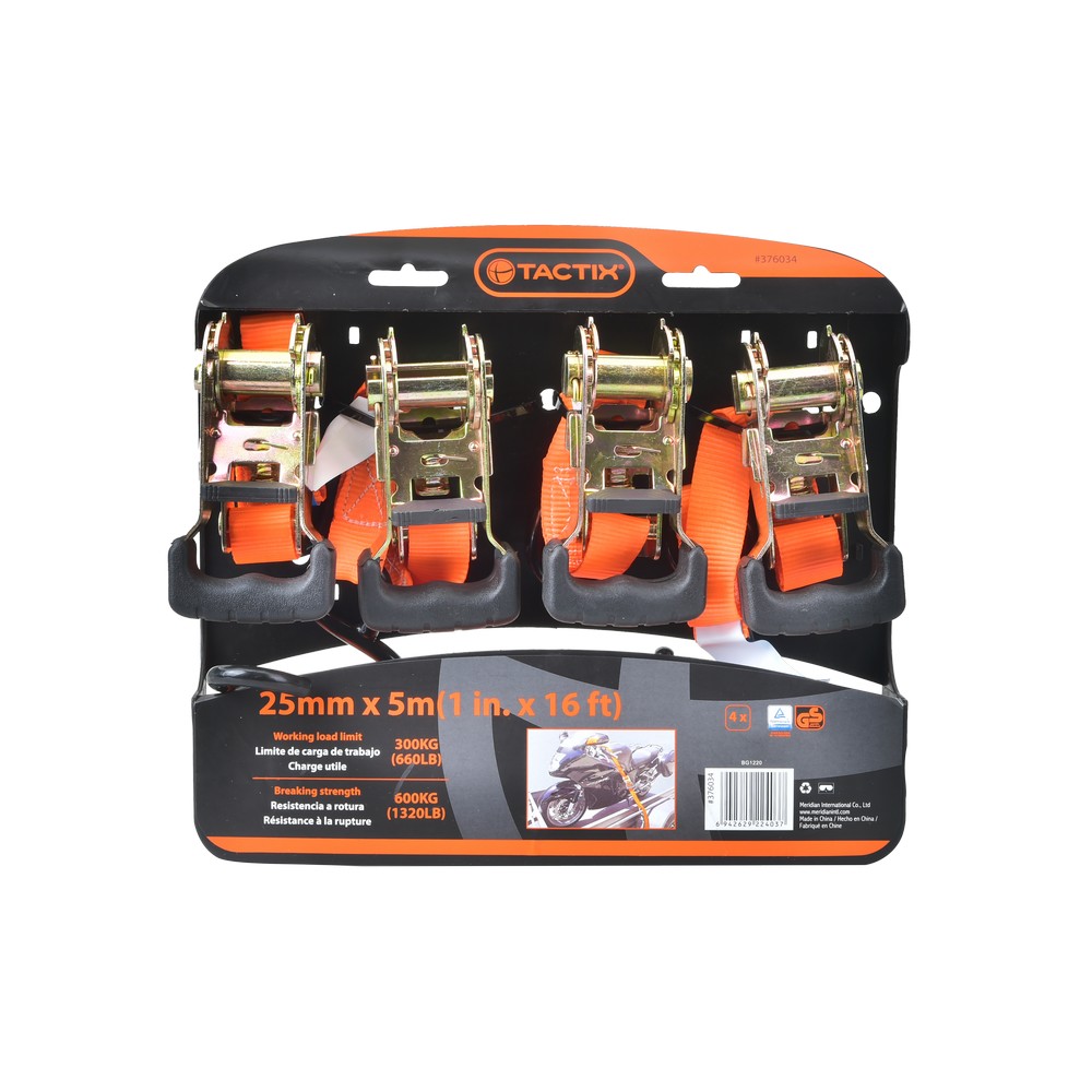 Cuerda de nylon con ratch 5mx25mm 300kg 4pc