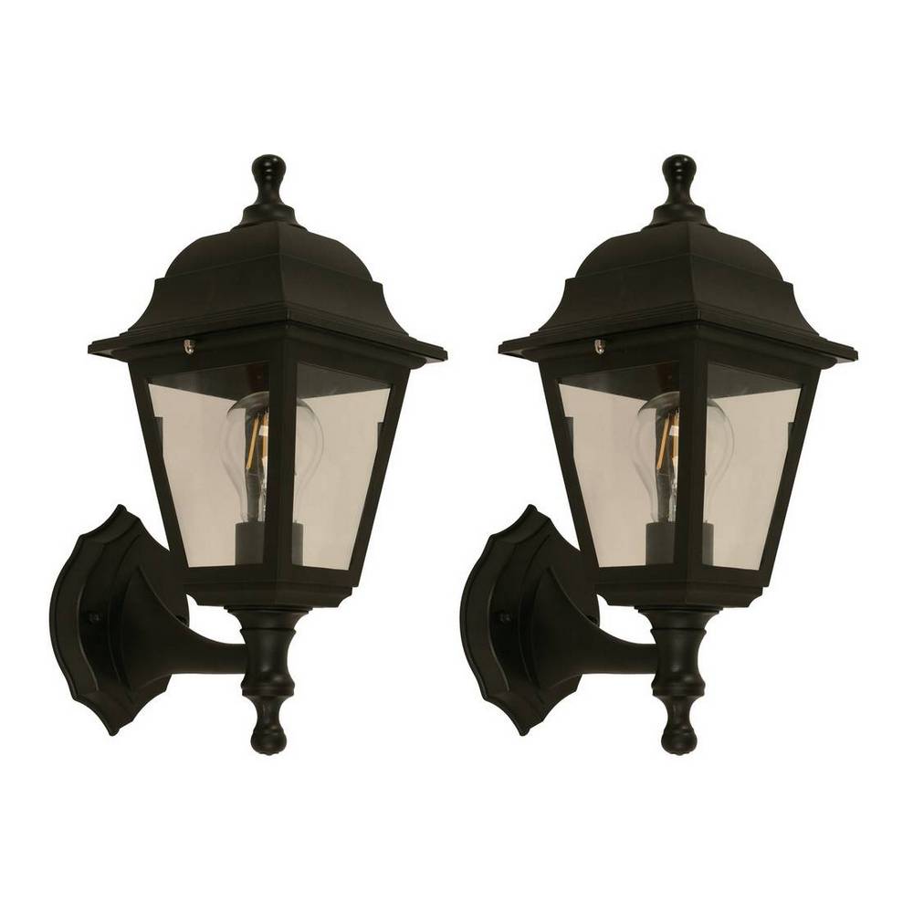Lampara exterior de pared negro 1l e27 40w 2 piezas