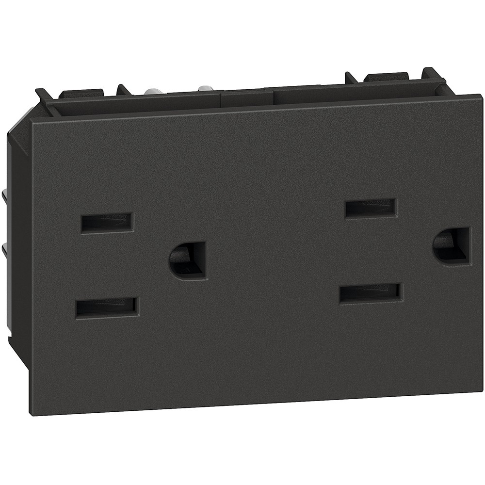 Tomacorriente duplex 3 modulos 120-240 voltios negro