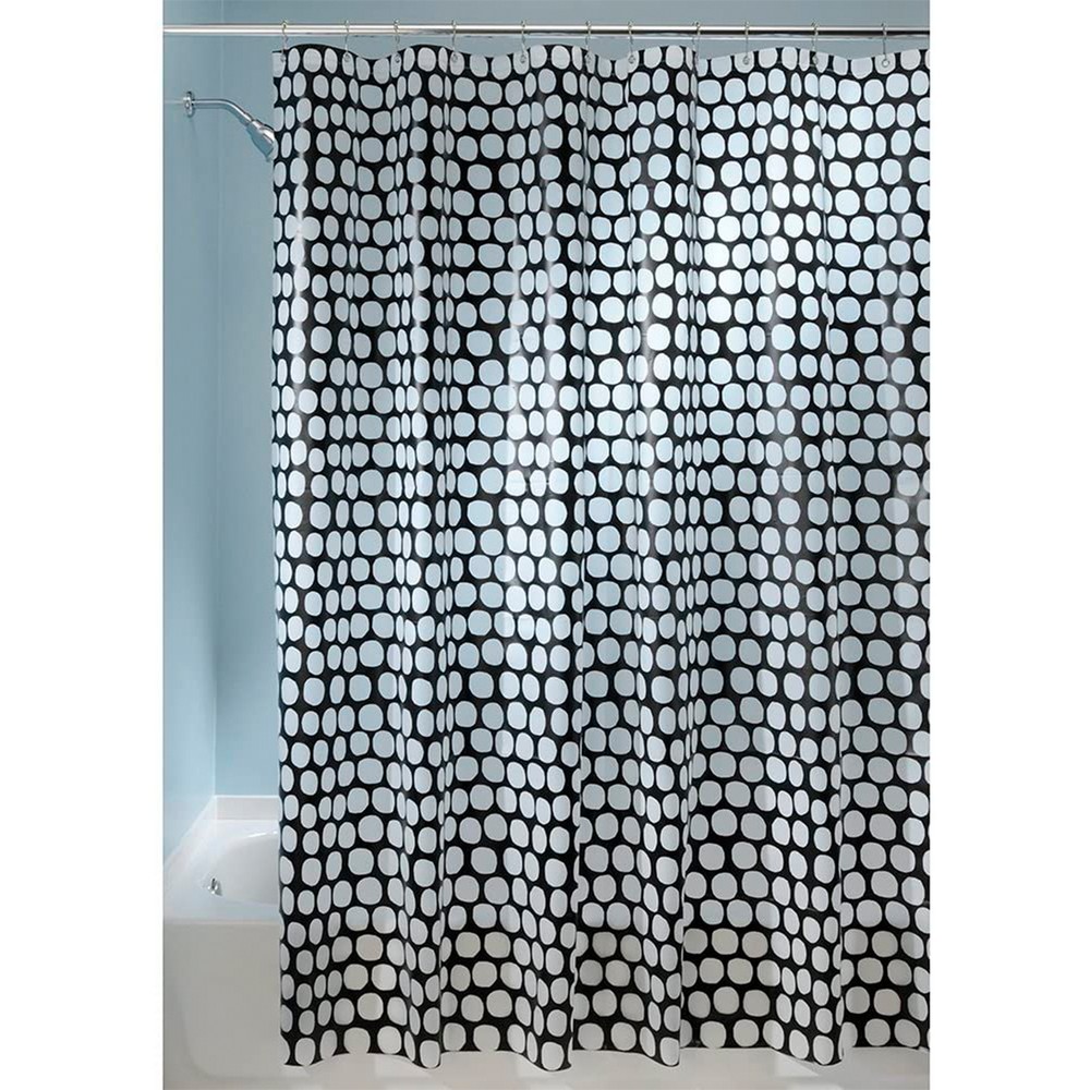 Cortina para baño 71x79 pulg honeycomb blanco-negro