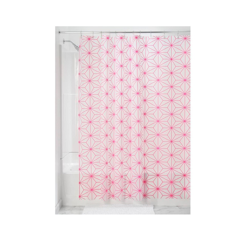 Cortina para baño geo star blanco-rosado