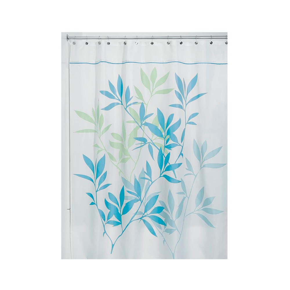 Cortina para baño 71x79 pulg hojas azul-verde