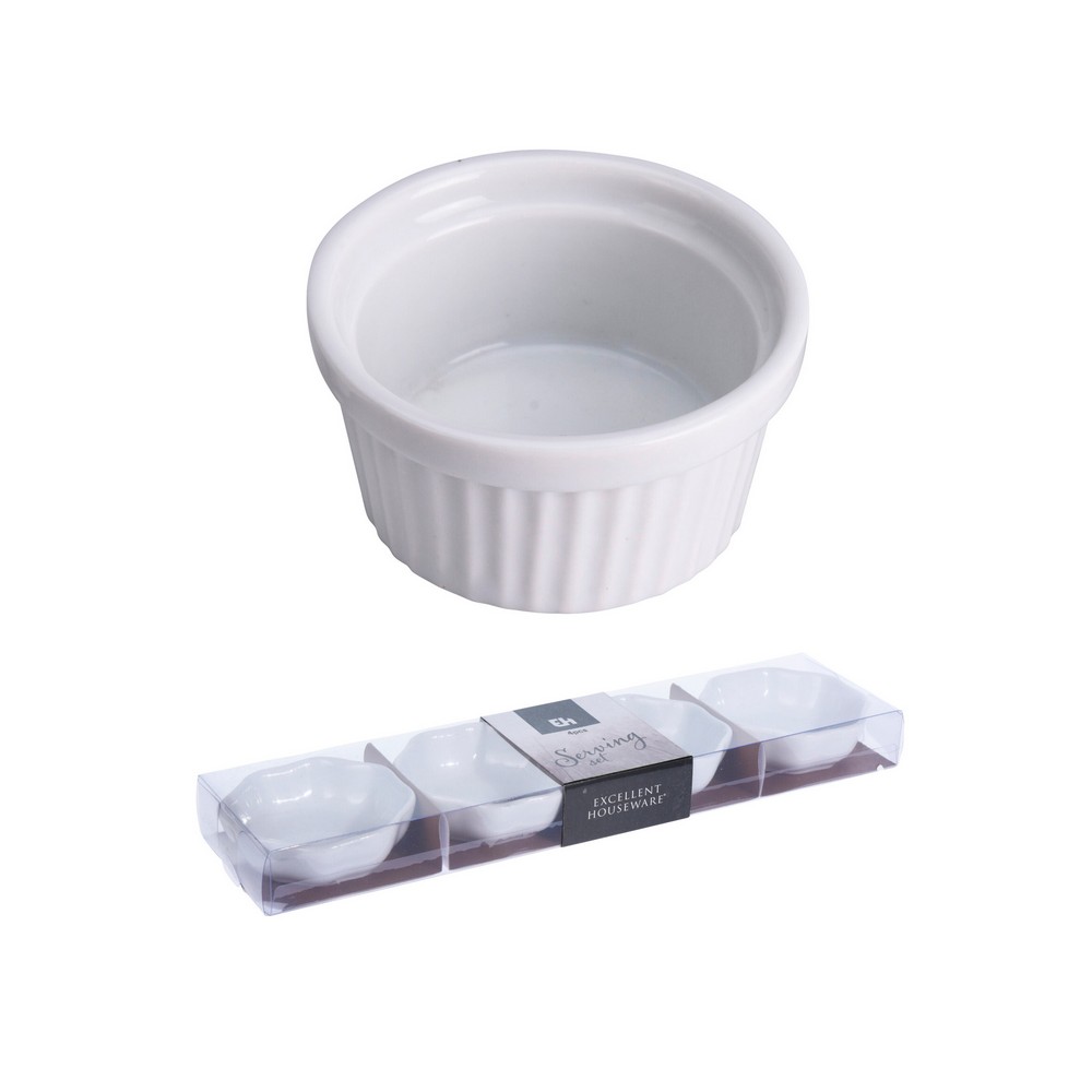 Bowl ceramica para snacks blanco 4 pzas surtido