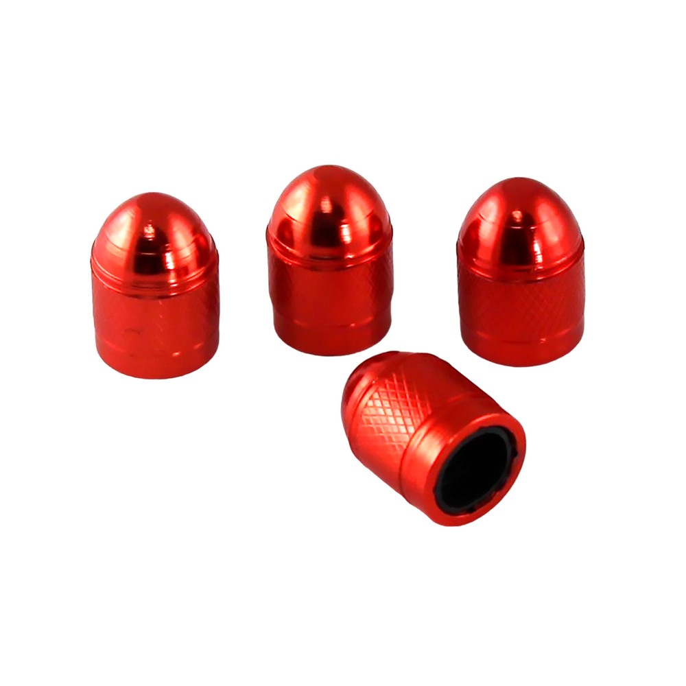 Tapones De Válvula Skoda VRS Originales - Negro/Rojo, Latón Con Níquel, Juego De 4 Unidades