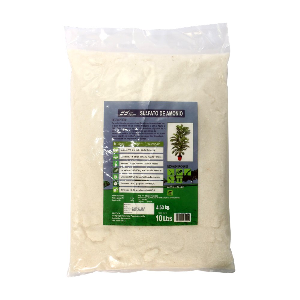 Fertilizante sulfato amonio bolsa 10 lb