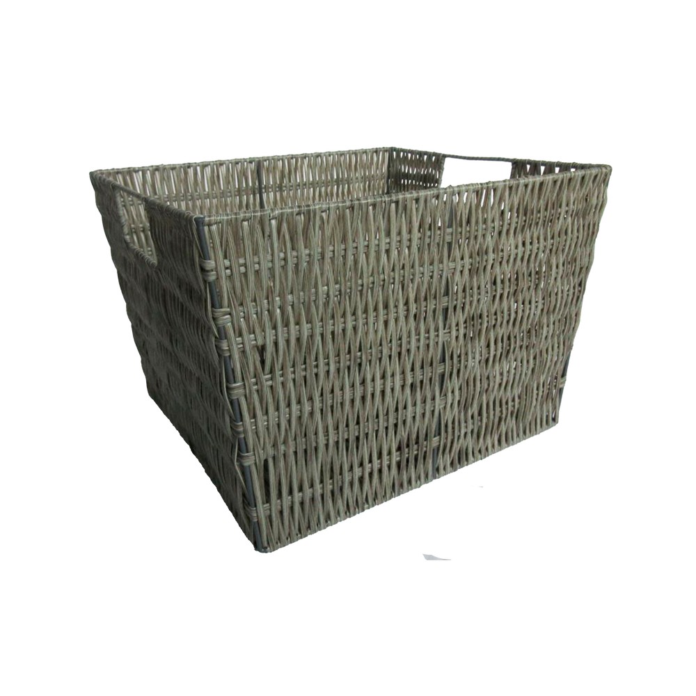 Cesta decorativa trenzada gris 15 x 13 x 10 in