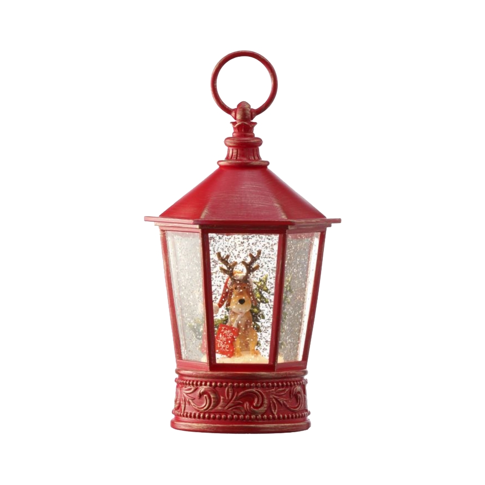 Adorno navideño linterna led 25.4 cm roja