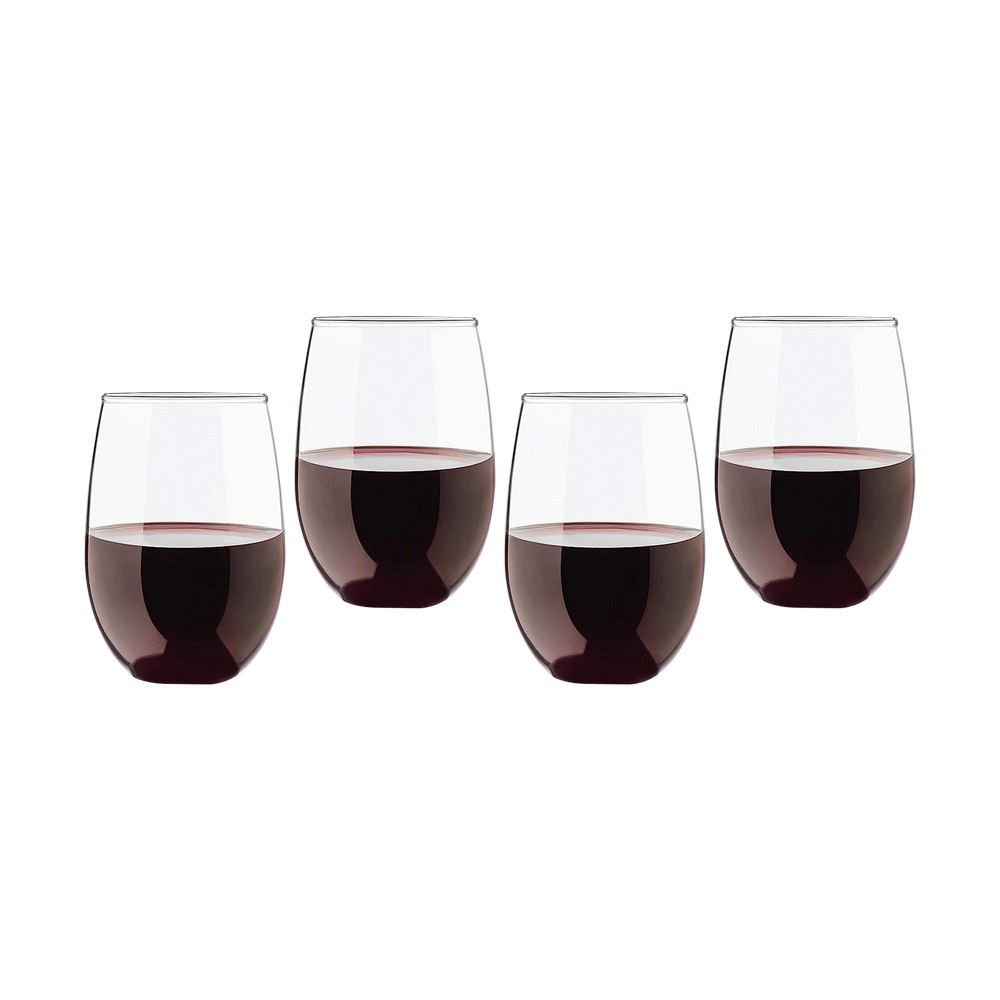 Copa de vidrio para vino sin base 15 oz 4 pzas