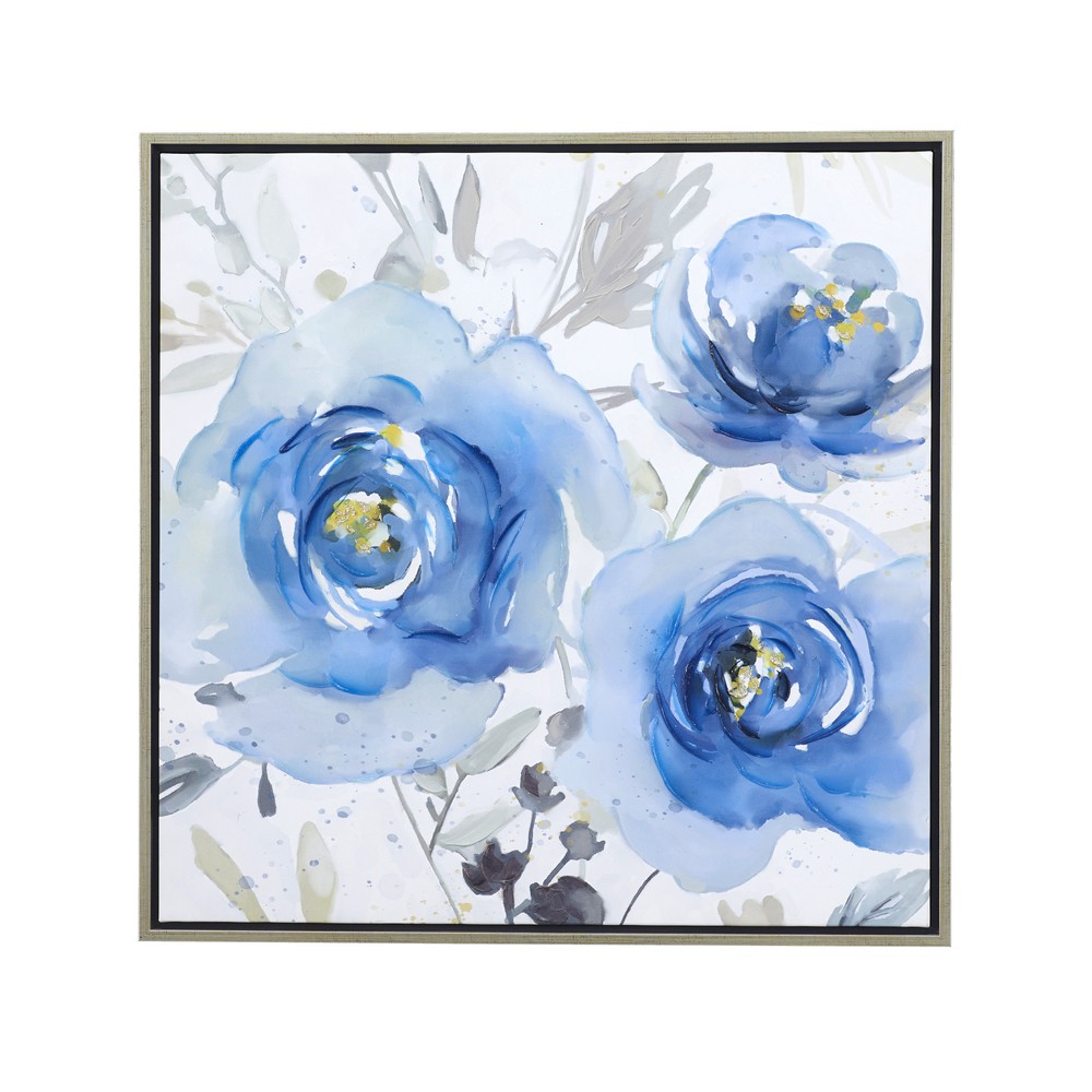 Cuadro decorativo flores azules 32 x 32 in