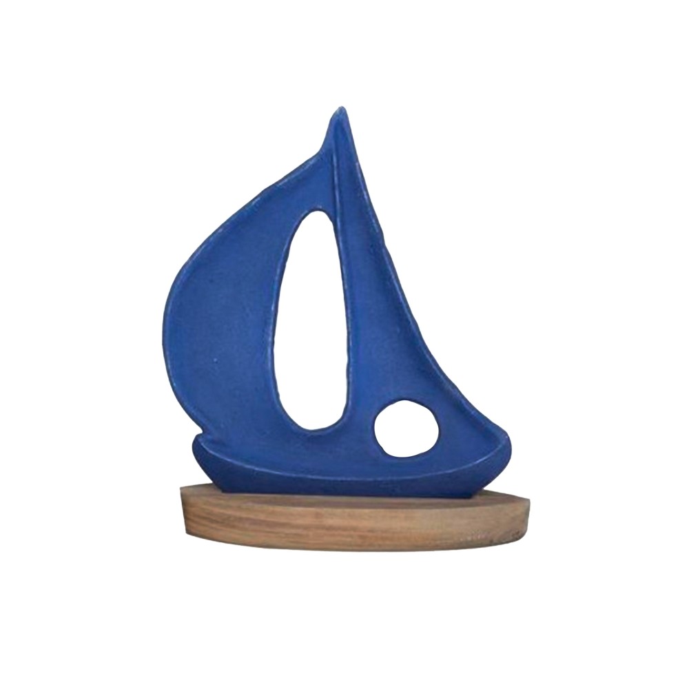 Adorno de mesa 11, 8 y 6pulg barcos azules