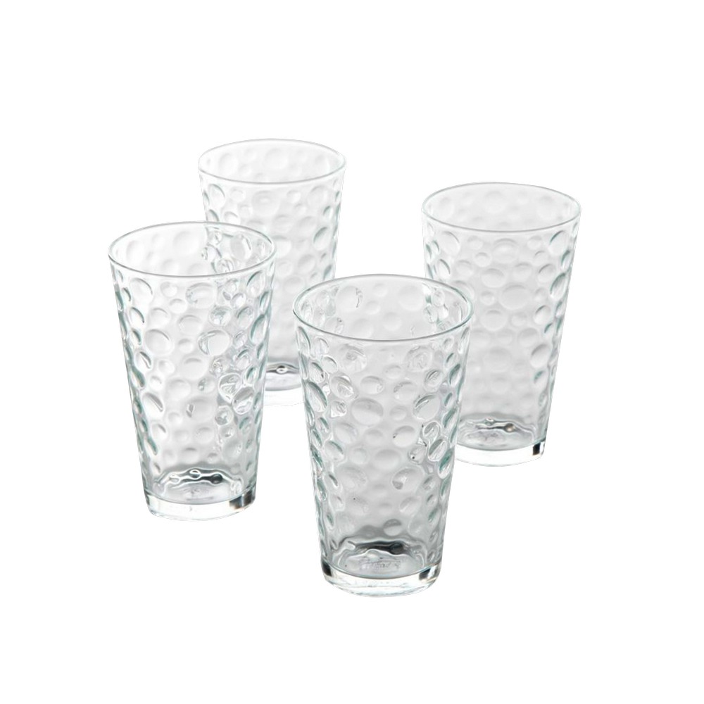 Vaso de vidrio 16 oz textura de burbujas 4 pzas