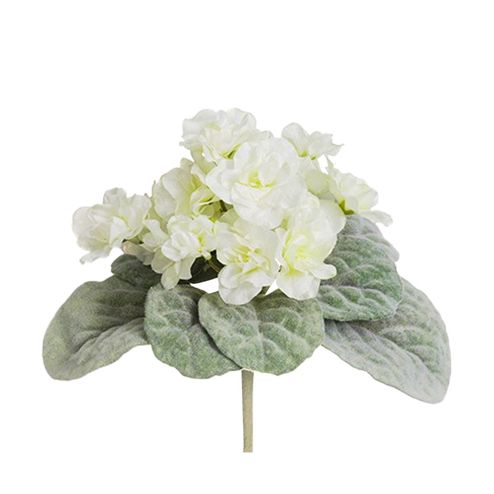 Flor artificial violeta en bouquet blanca 8 in