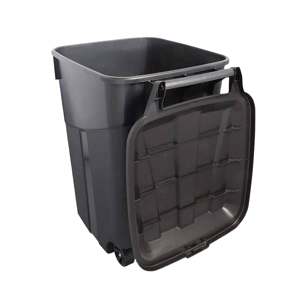 Basurero plástico con rodos color negro de 170 l
