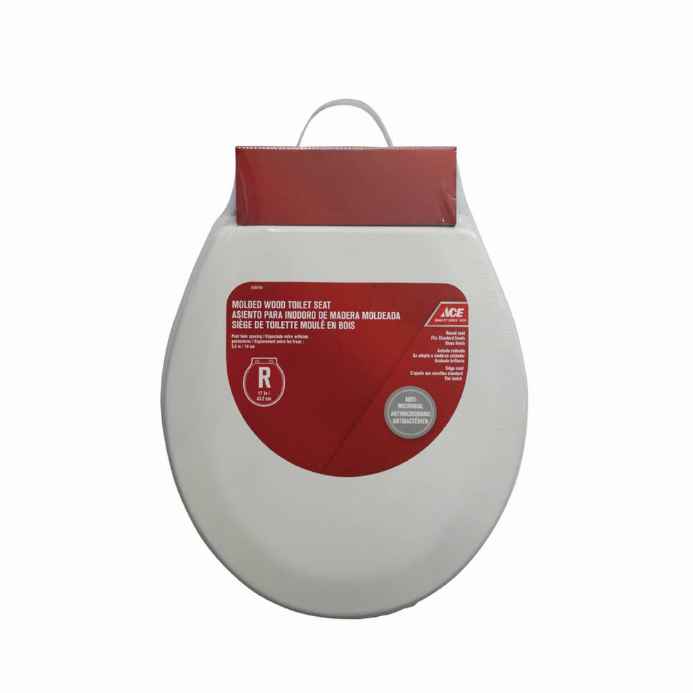 Asiento para inodoro redondo de madera color blanco 43.2 cm