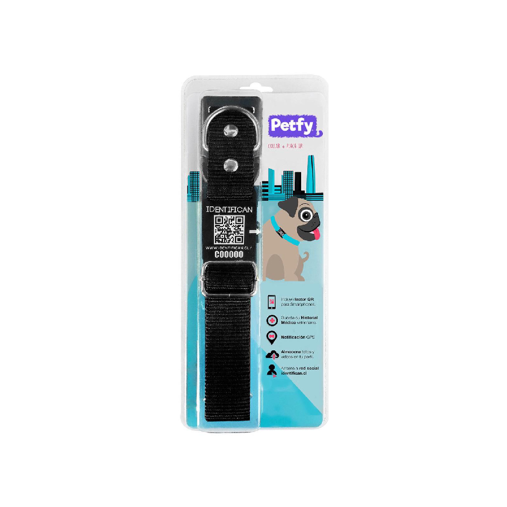 Collar para mascota con codigo qr petfy talla m surt