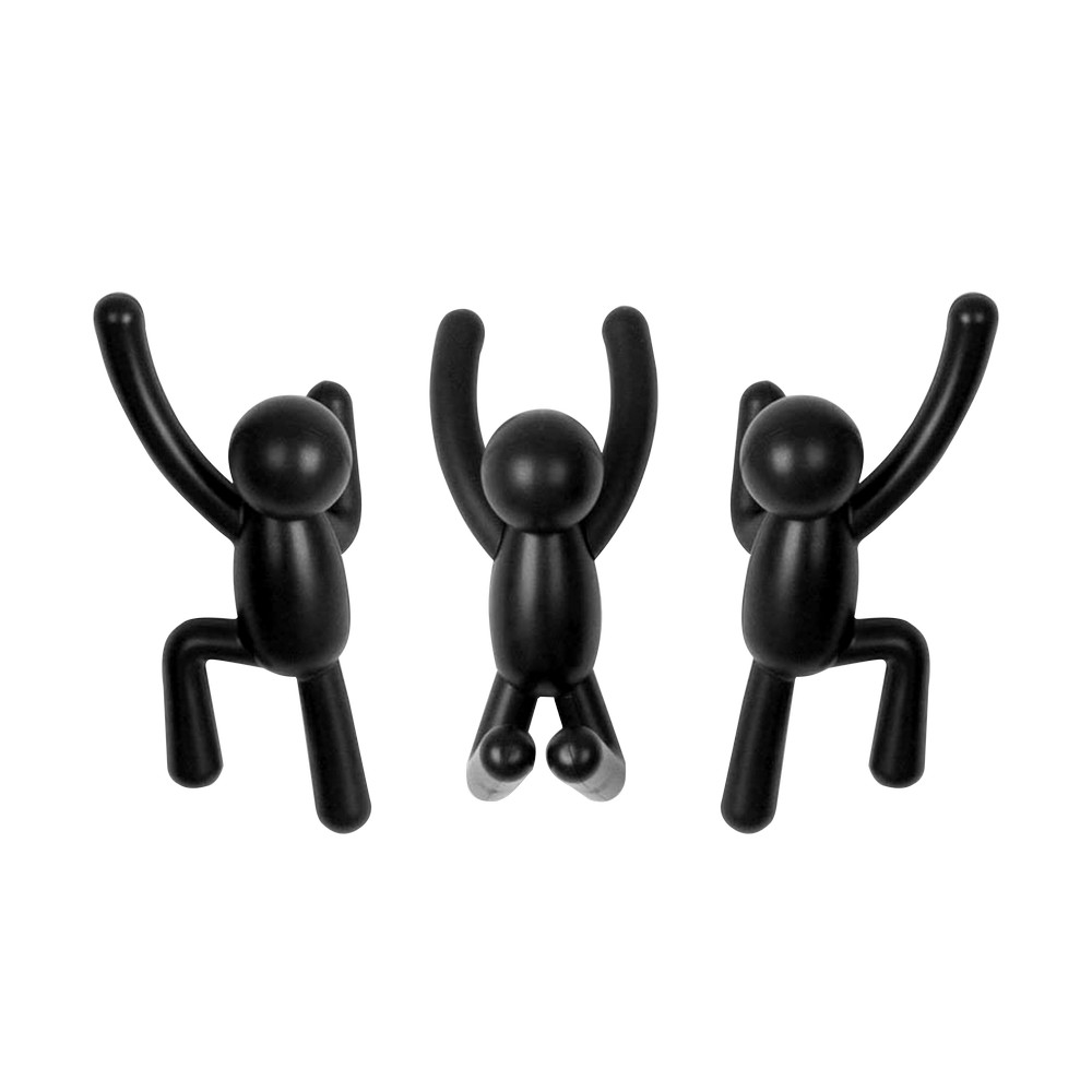 Gancho decorativo figuras negro 3 piezas