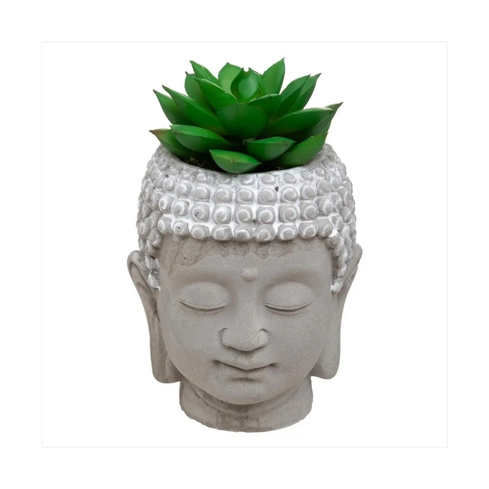 Planta artificial con maceta de buda 9x12.5cm blanco