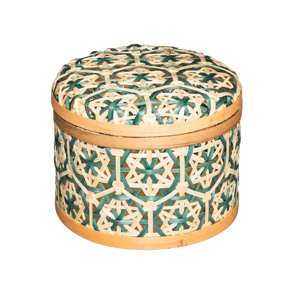 Cesta decorativa bambu azul 15.1x12.4cm