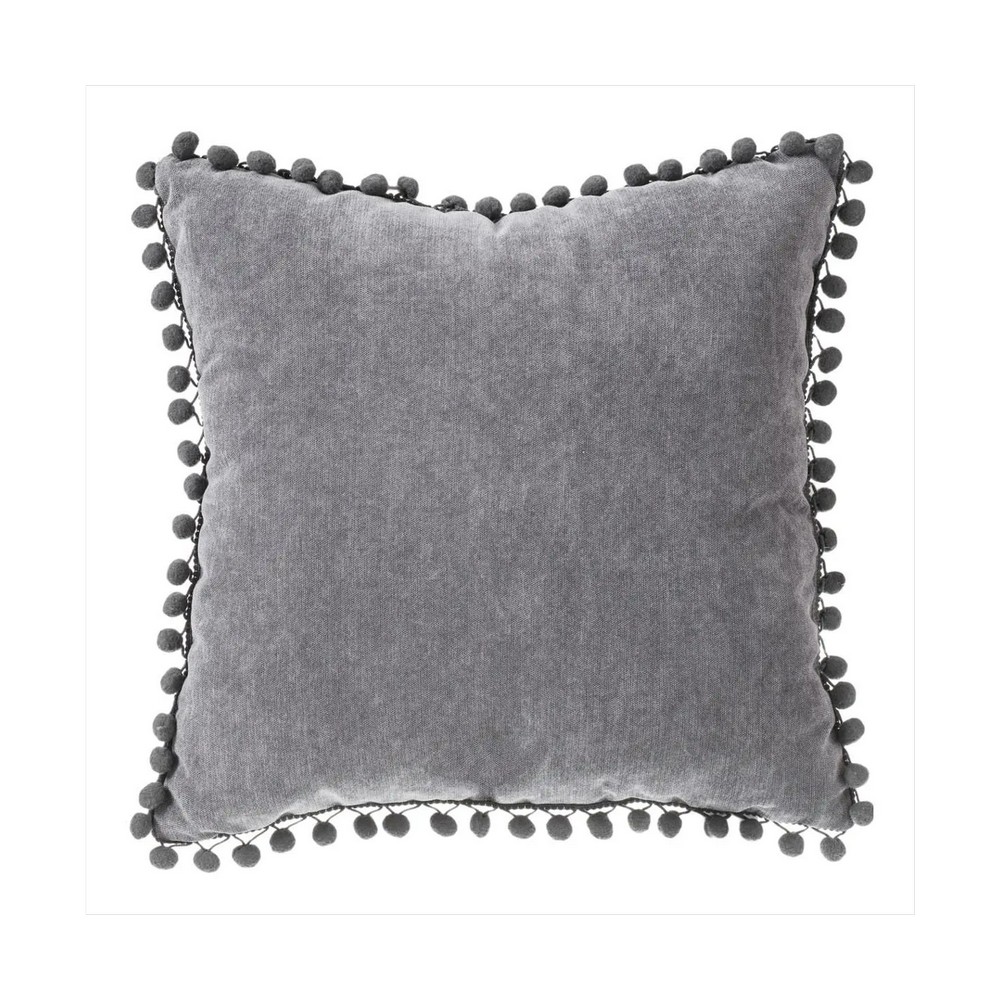 Cojin decorativo pompones 40x40cm gris oscuro