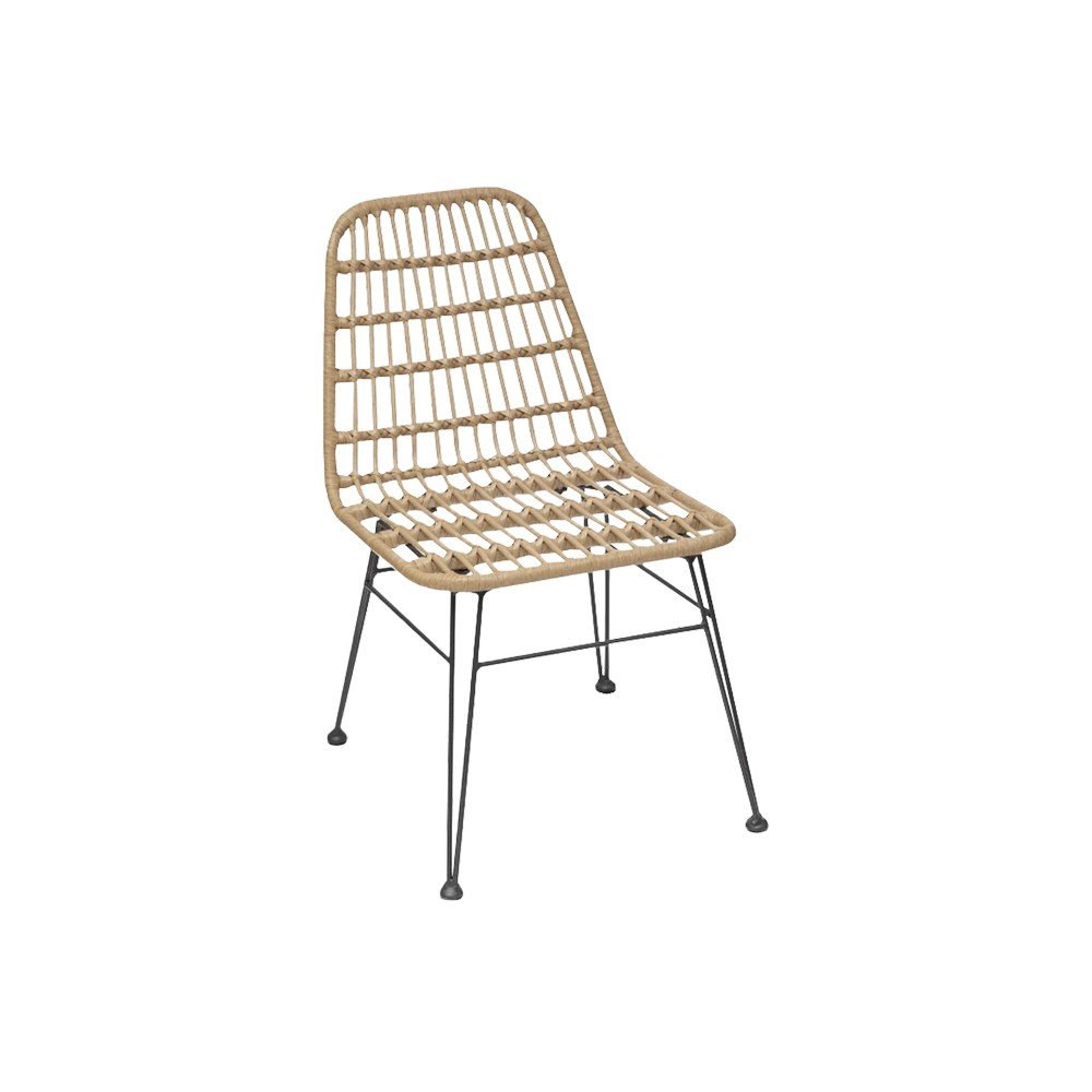 Silla de metal para exterior trenzada beige