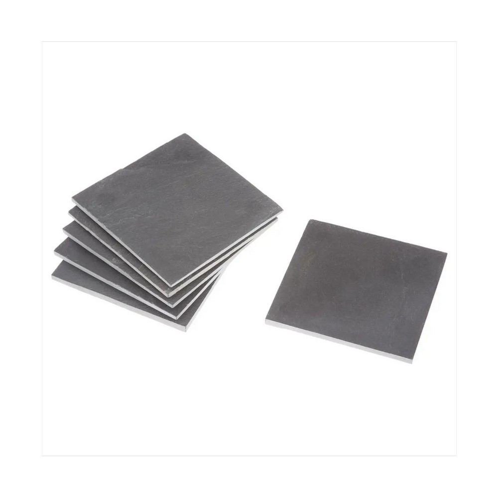 Portavasos tipo pizarra cuadrada 10x10cm negro 6 pzas