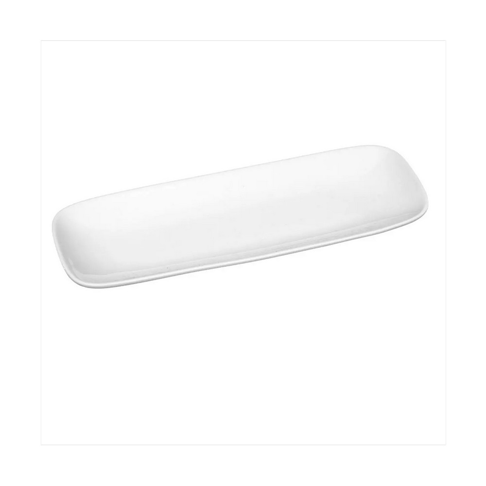 Plato rectangular de porcelana blanco