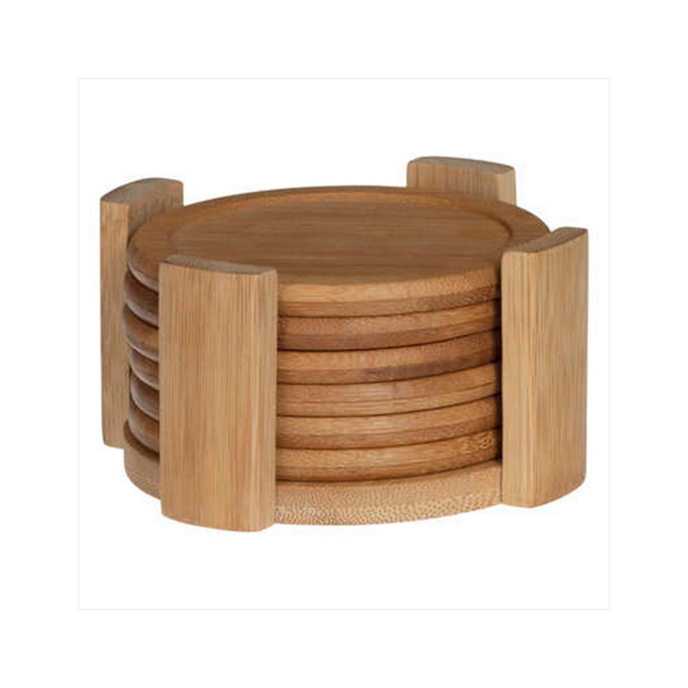 Portavasos de bambu redondo 11.5cm 6 pzas