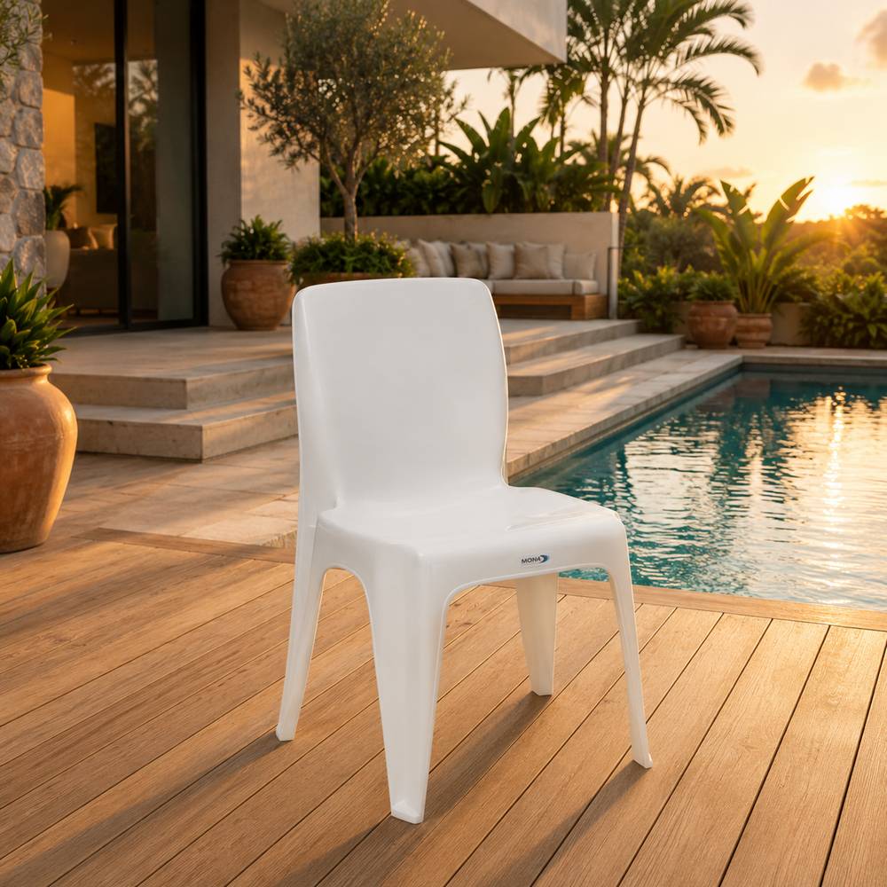 Silla plástica sin brazos color blanco