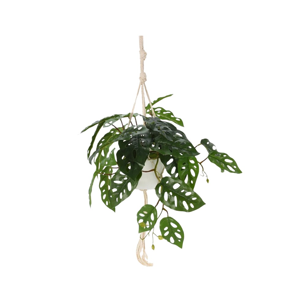 Planta artificial con maceta de plástico colgante