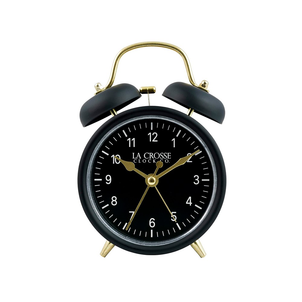 Reloj de mesa analogo metalico 5.95pulg negro