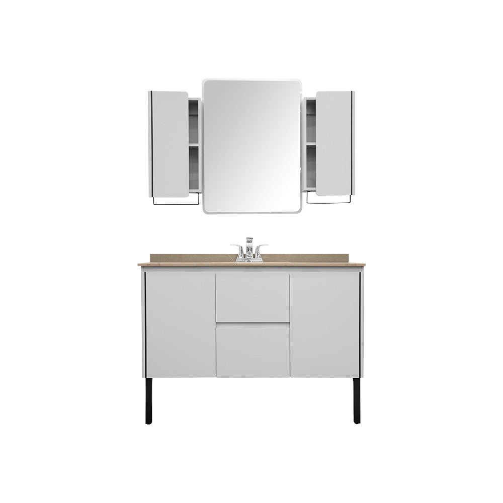 Mueble con lavamanos y espejo led para baño 120 x 50 cm