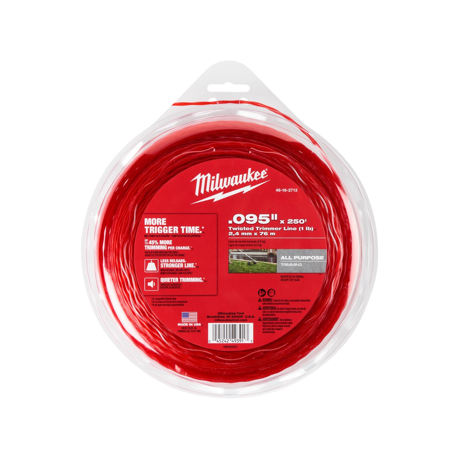 Nylon para trimmer 0.095 pulg 250 pie (2.41 mmx76.2 m)