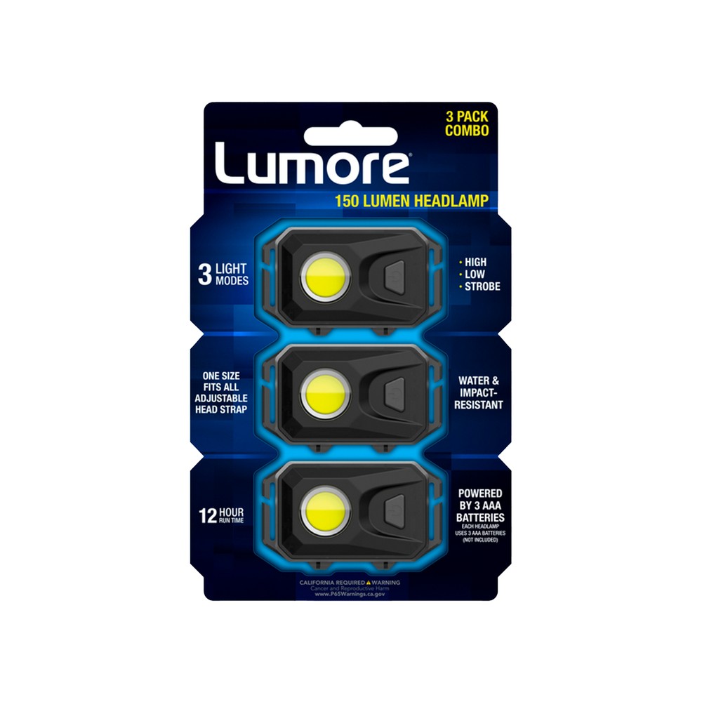 Lampara de cabeza led 3aaa 150lm set 3pzas