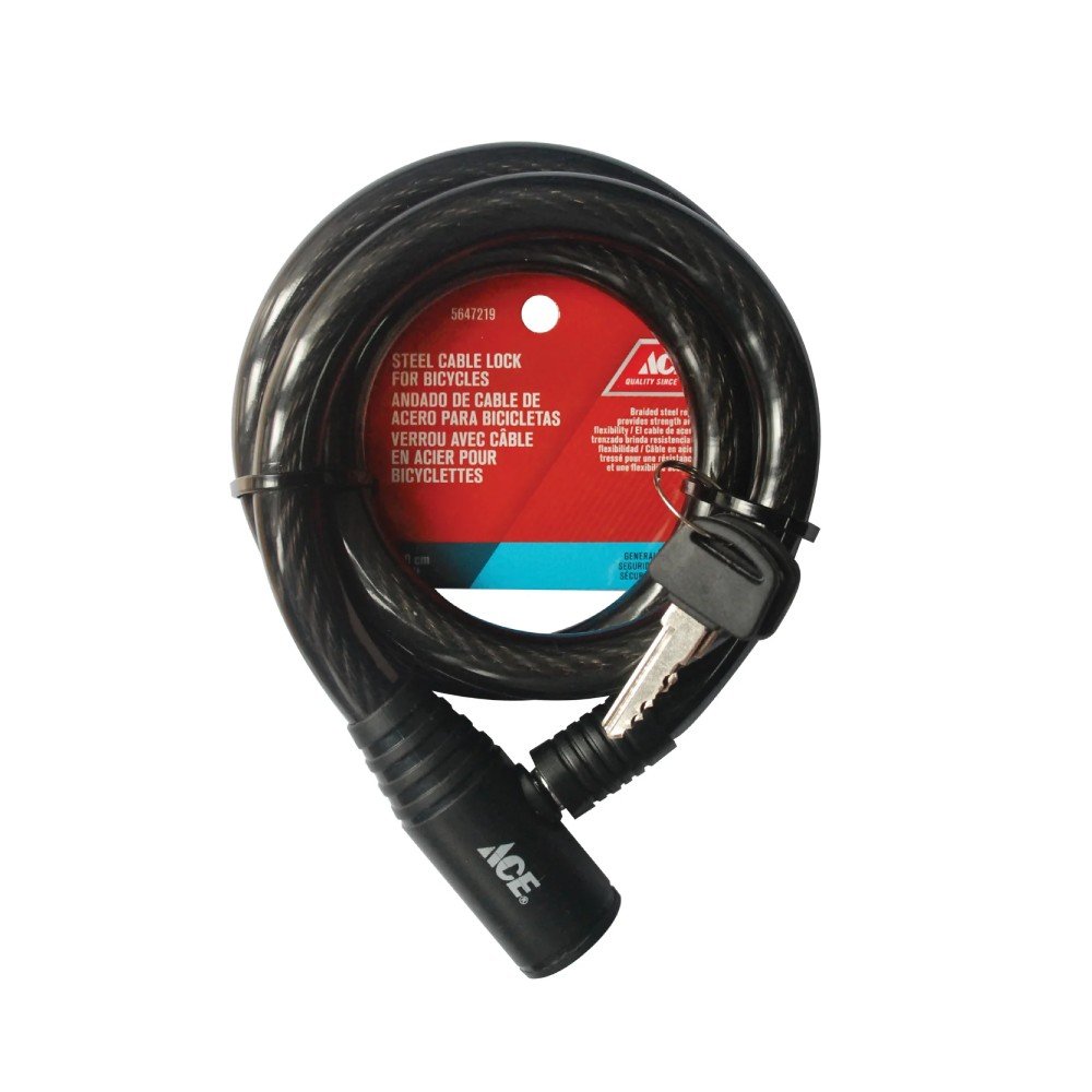 Cable de seguridad para bicicleta 3 pies con llave negro