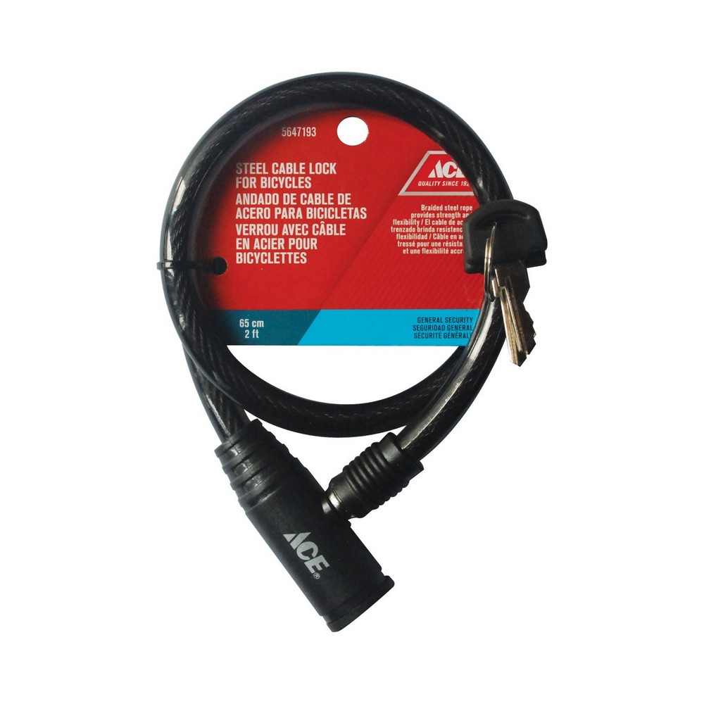 Cable de seguridad para bicicleta 2 pies con llave negro